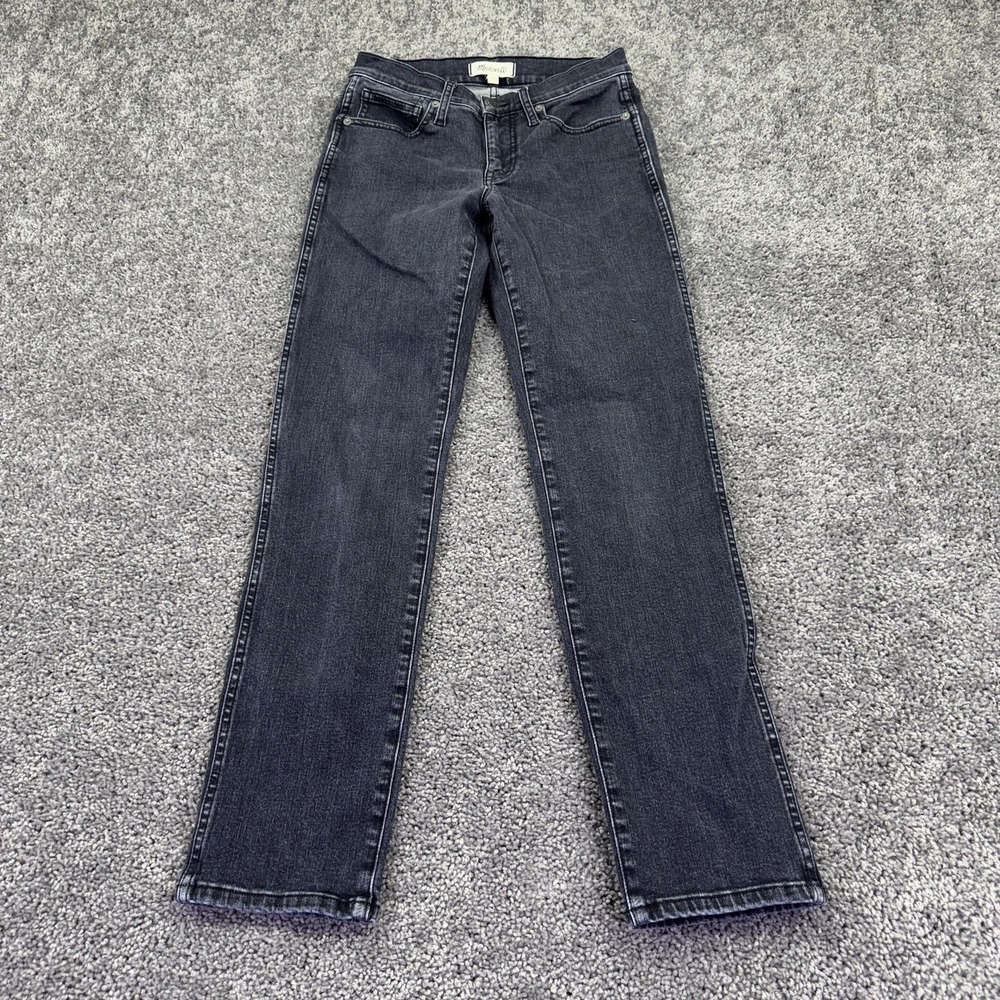 Madewell Jeans Womens 27 Gray Mid Rise Slim Straight Dark Wash Stretch Denim